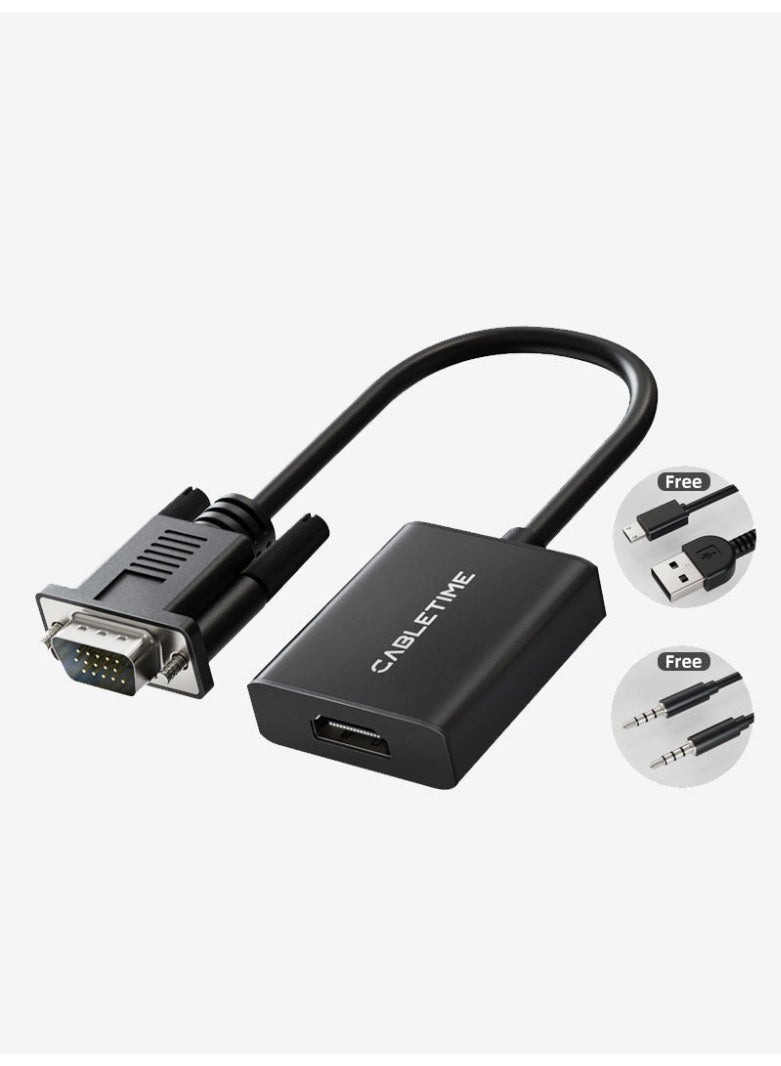 CABLETIME VGA TO HDMI MONITOR ADAPTER CONVERTER WITH USB AUDIO & POWER - Image 1